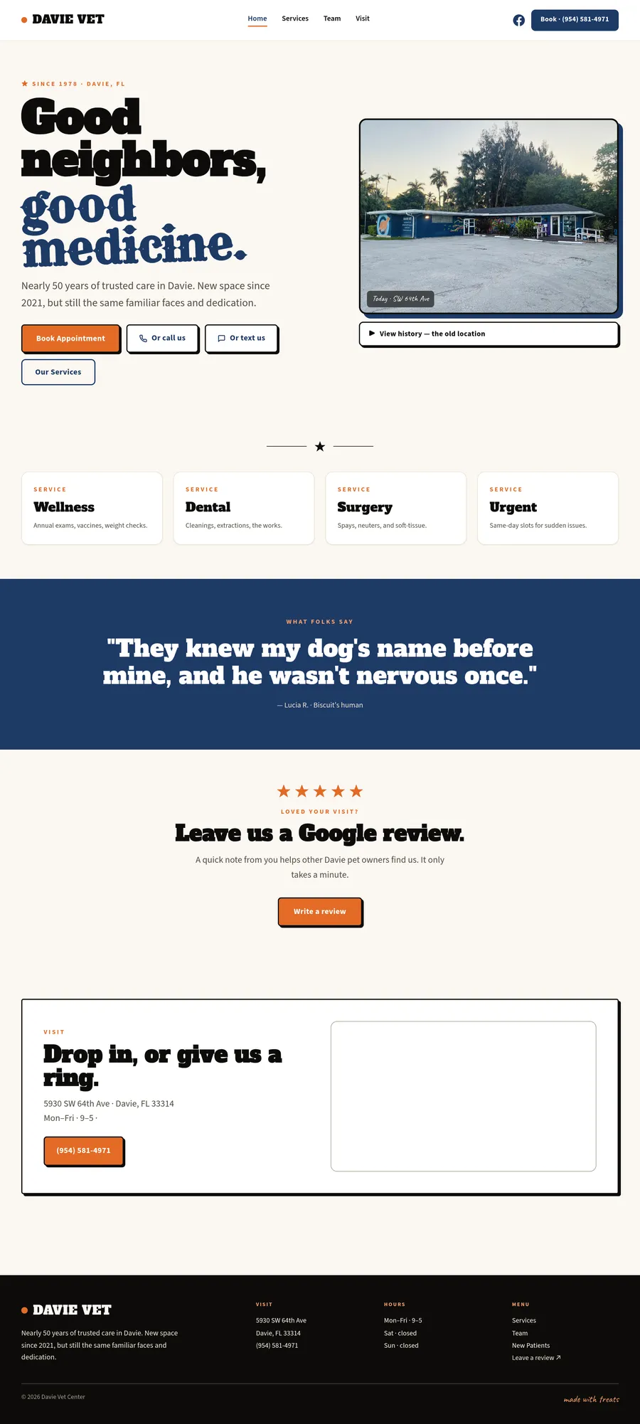 Davie Vet Center homepage