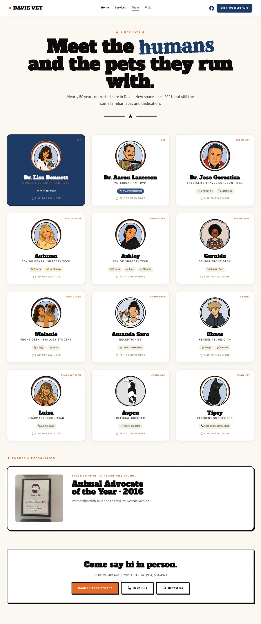 Davie Vet Center meet-the-team page